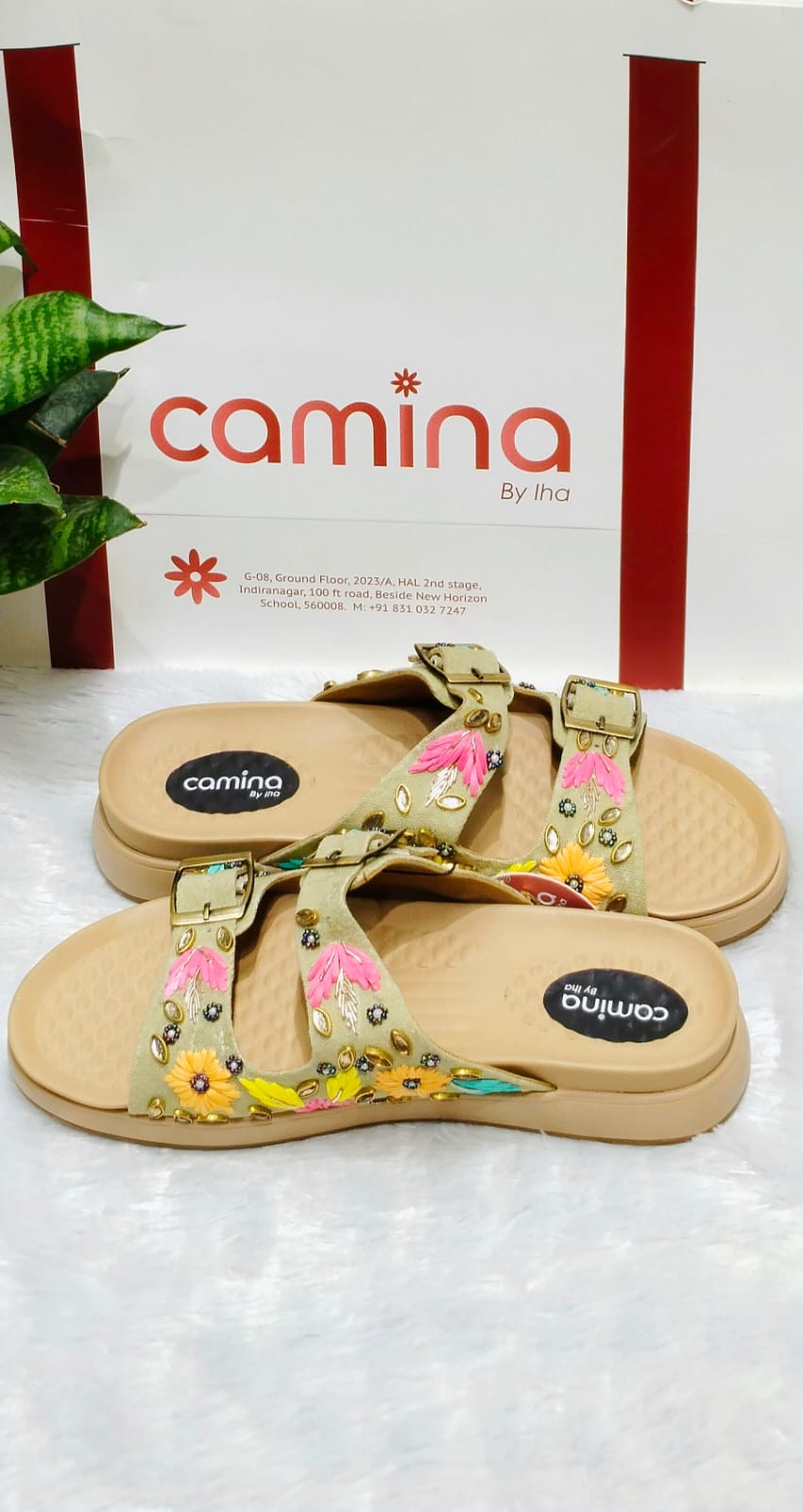 Floral Embroidered Buckle Sandals Comfort & Style A179