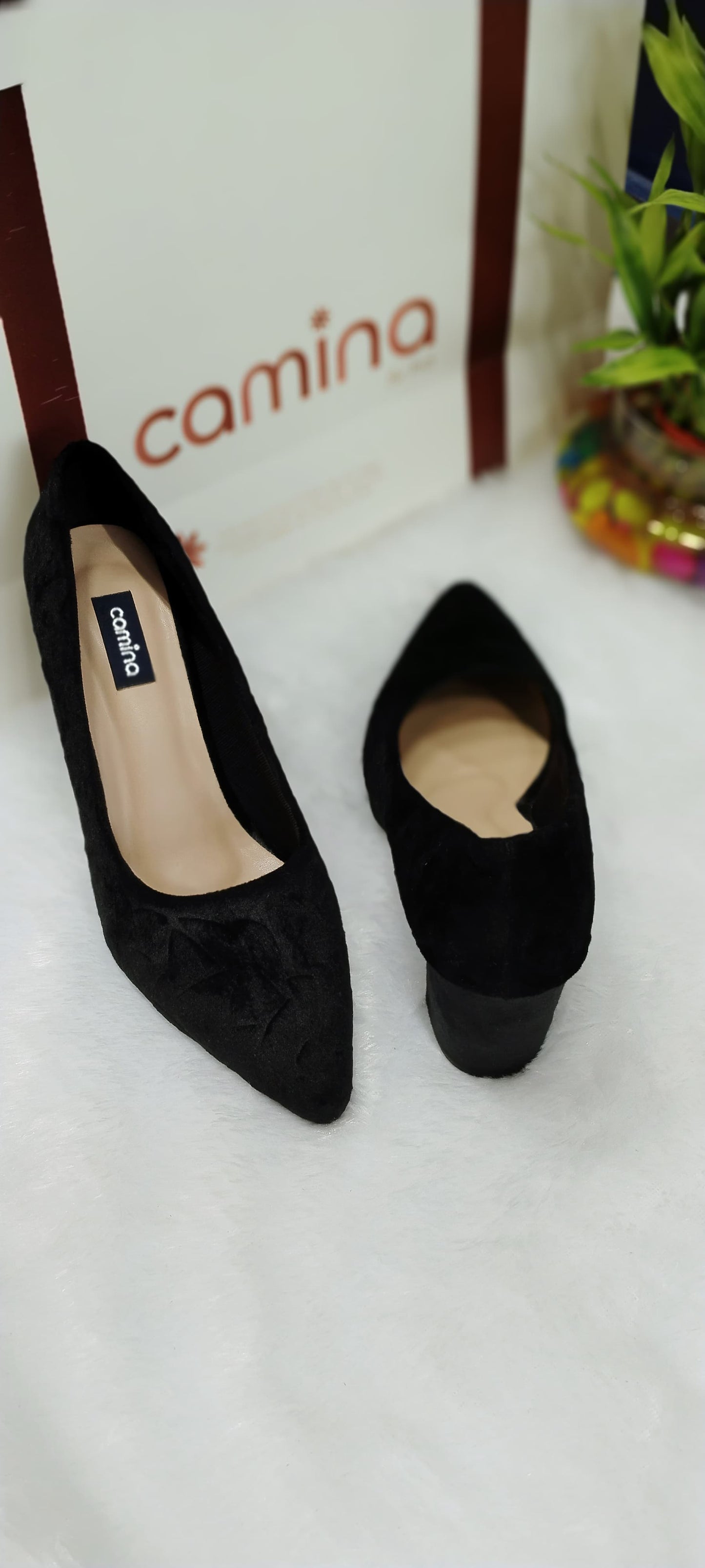 Solid Velvet Finish Pumps-A12