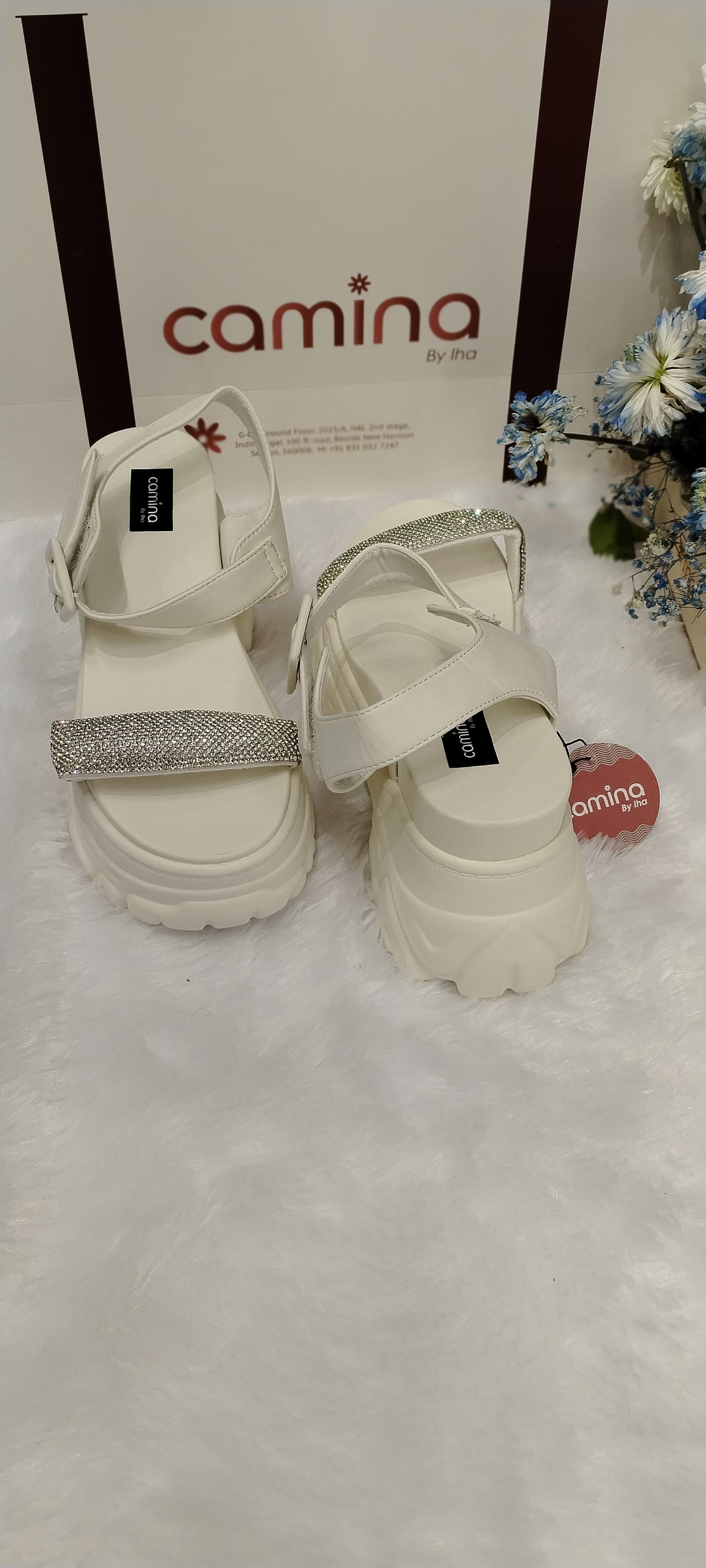 Women Thick Bottom Sandals Summer Chunky Bling Sneakers High Platform Slippers-A50