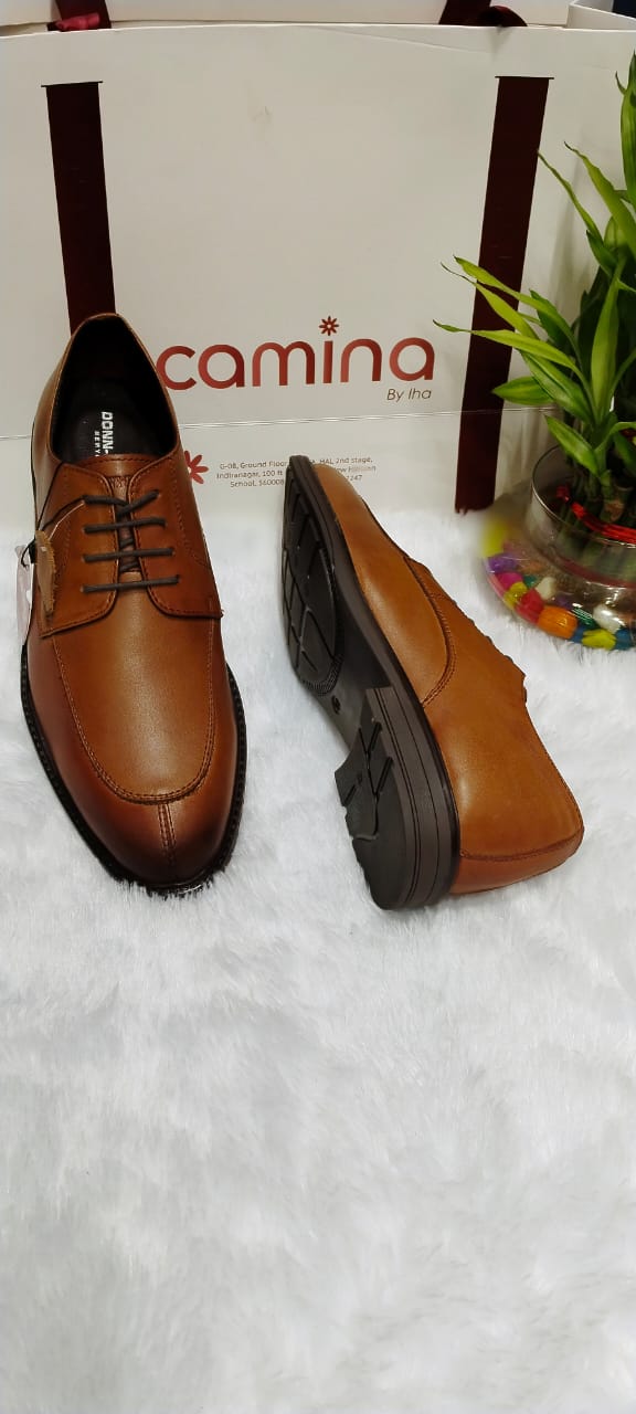 Tan Antique Italian Leather Shoes For Men