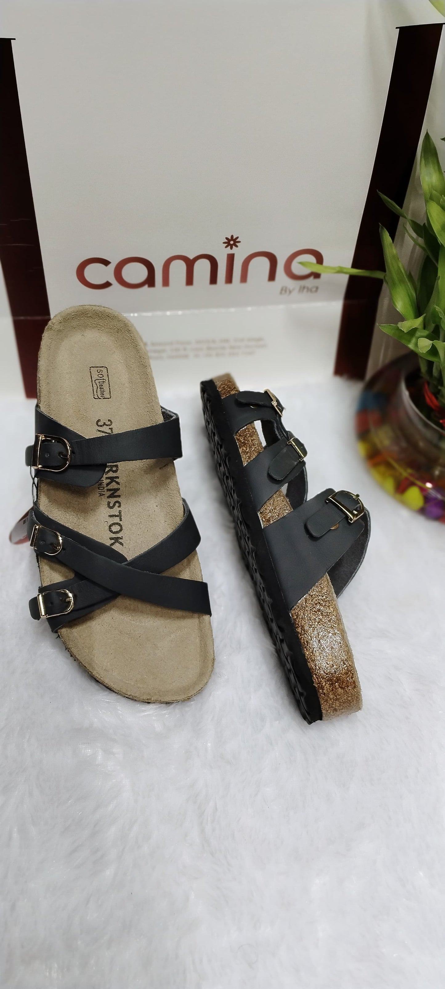 Elegant Black Multi-Strap Comfort Sandals