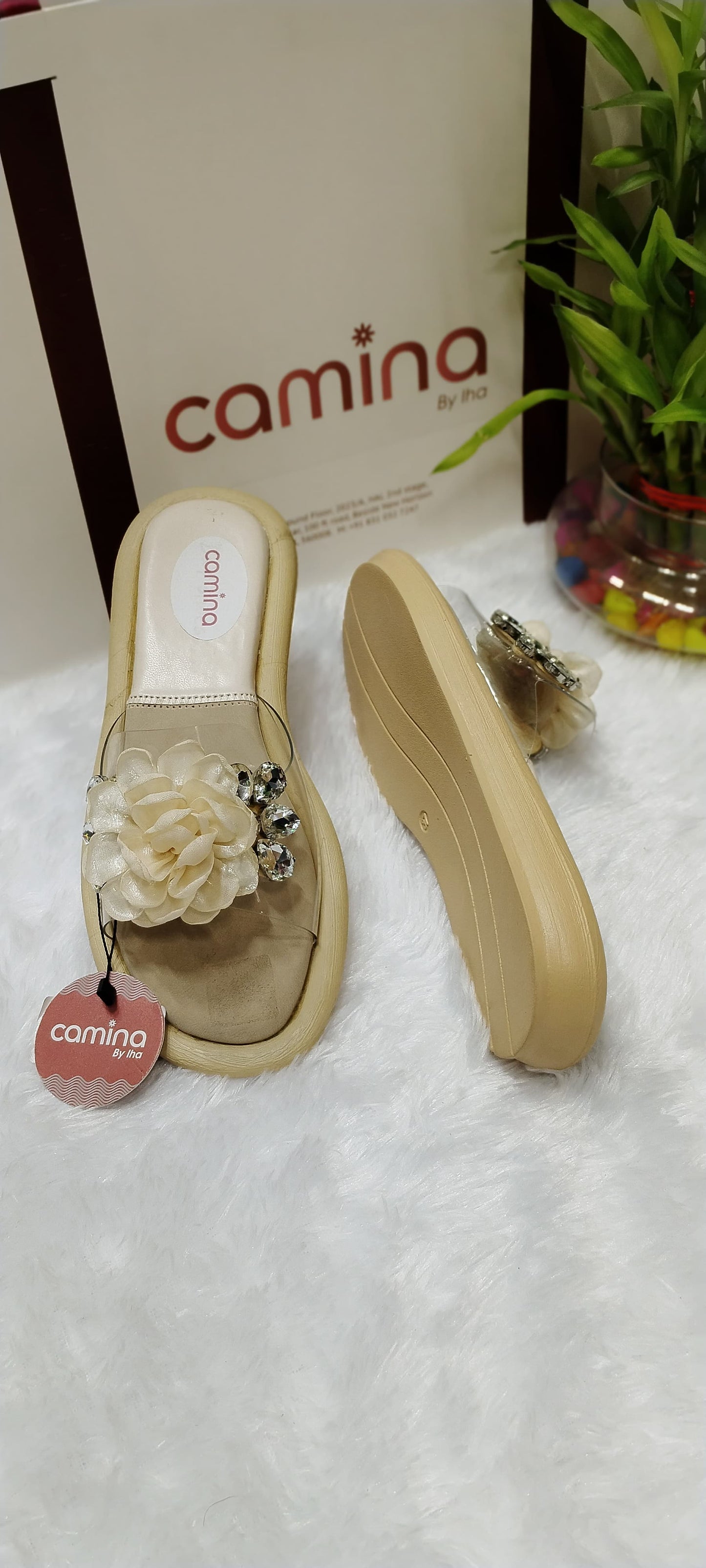 Elegant Floral Embellished Clear Strap Sandals-A080