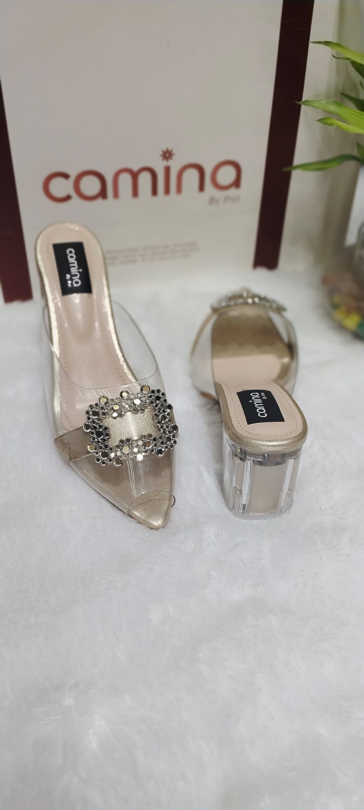 Luxe Crystal Slip-On Heels – Glamour & Comfort Combined-A163