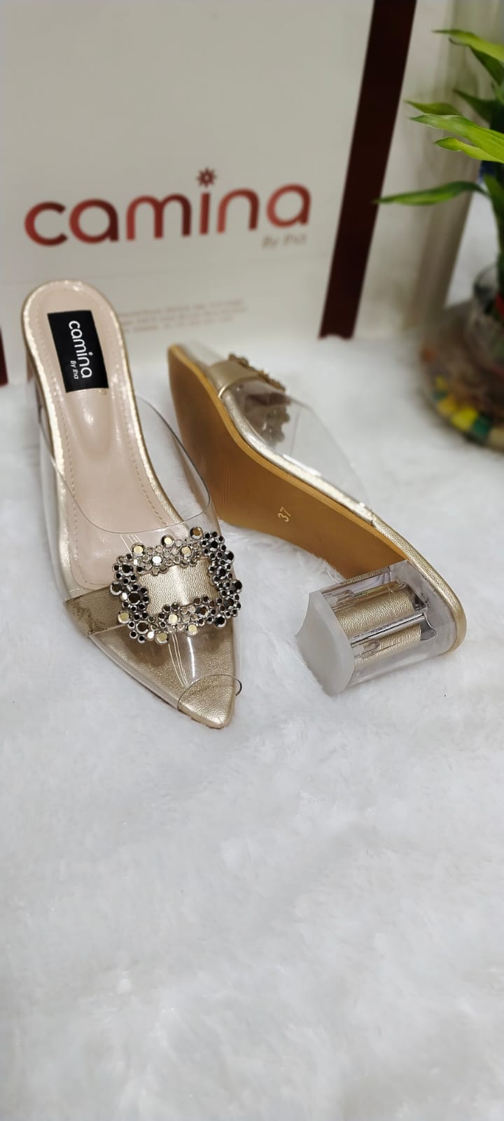 Luxe Crystal Slip-On Heels – Glamour & Comfort Combined-A163