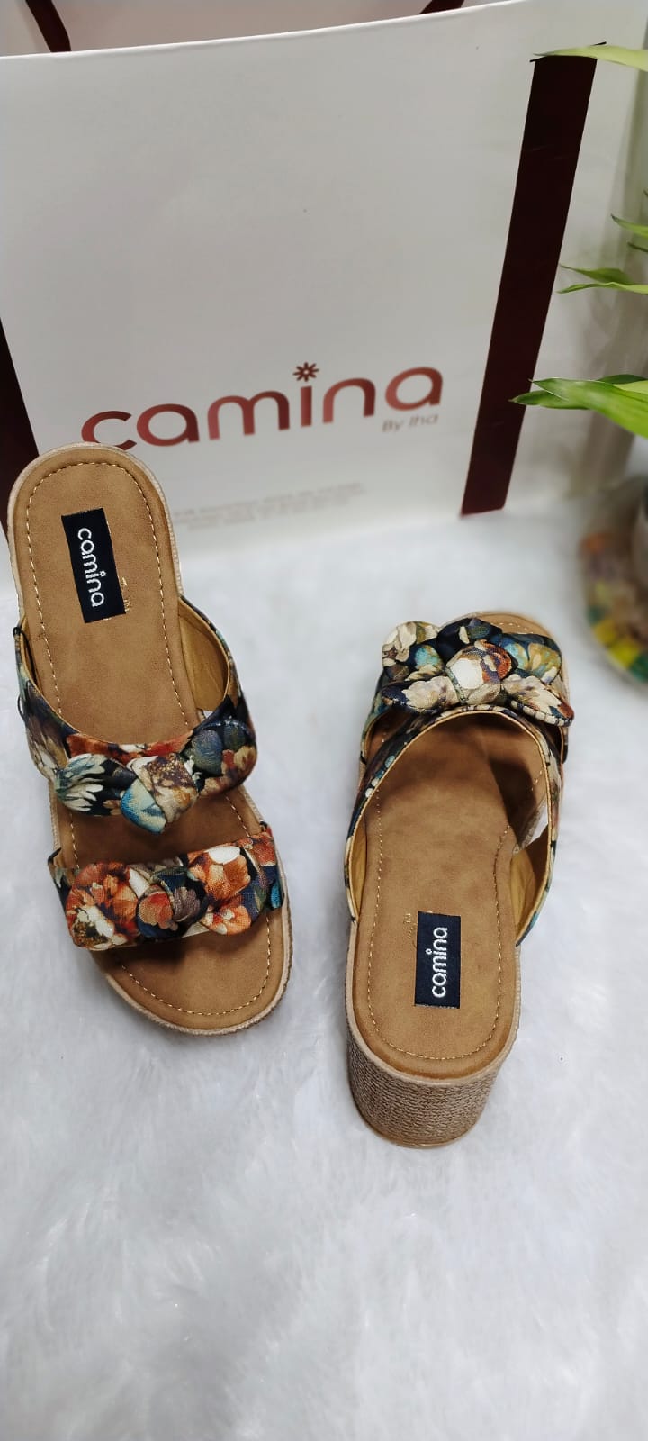 Floral Double-Strap Wedge Heels – Chic & Comfy for Everyday Wear