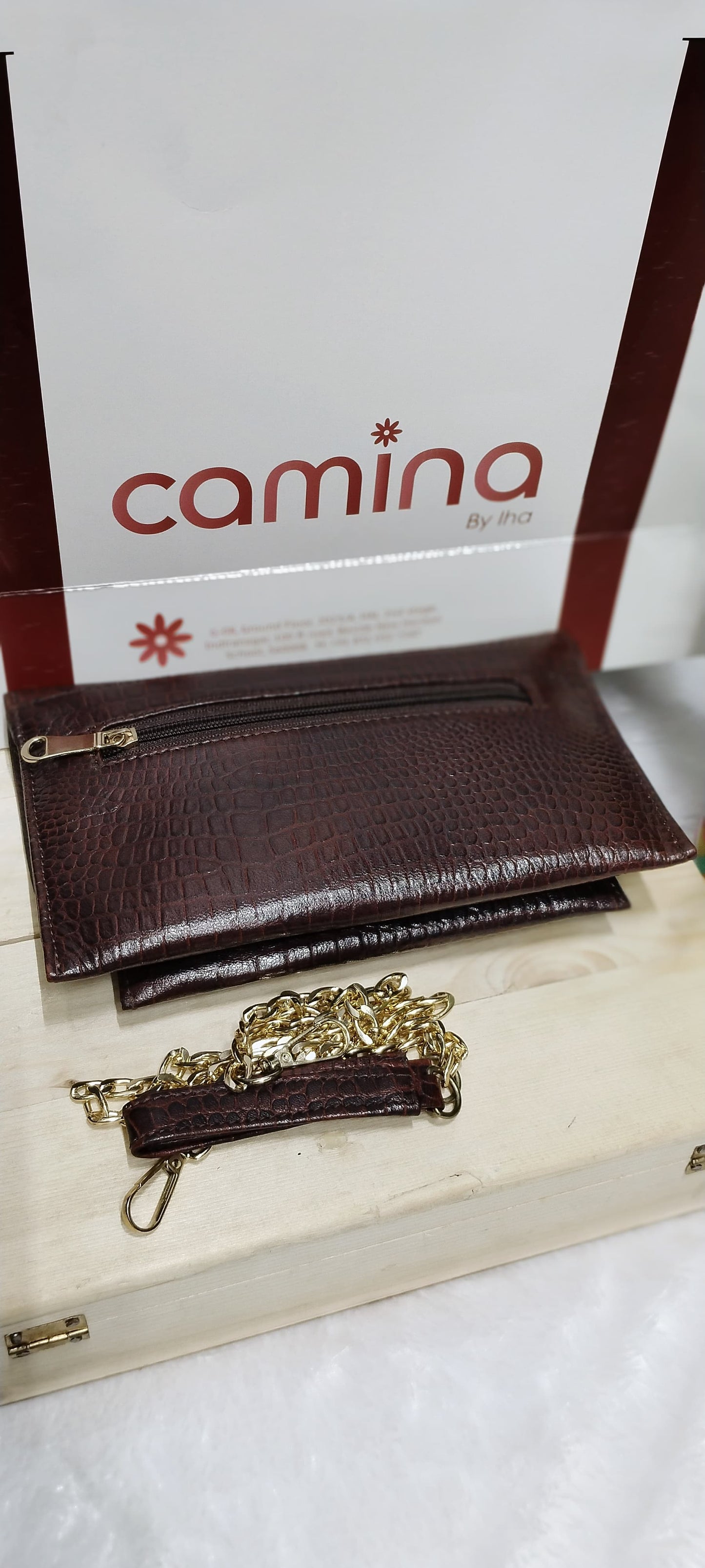 Camina Luxe Croc-Textured Leather Sling Bag