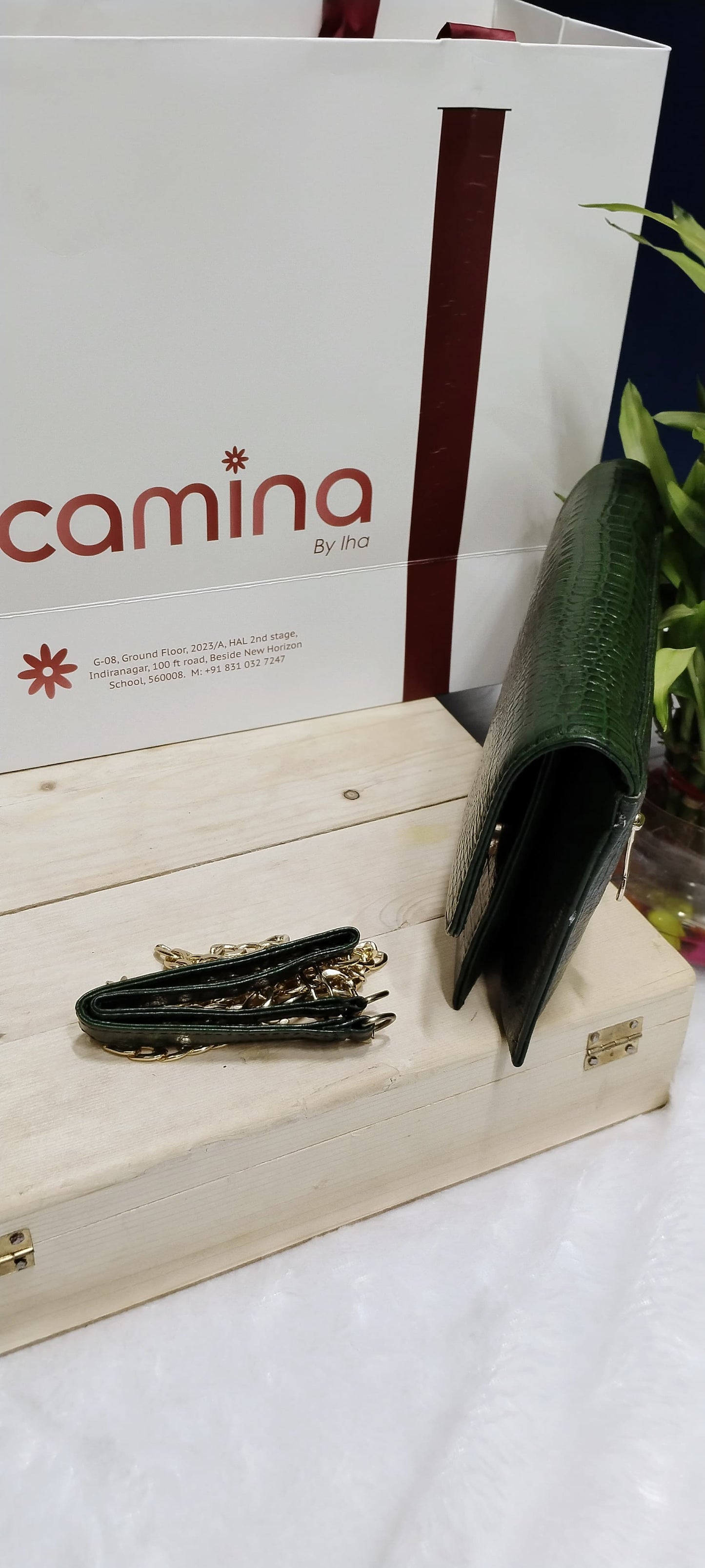 Camina Luxe Croc-Textured Leather Sling Bag