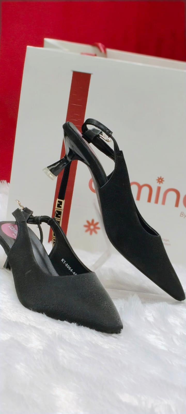 Pointed Toe Block Pumps With Buckles A198