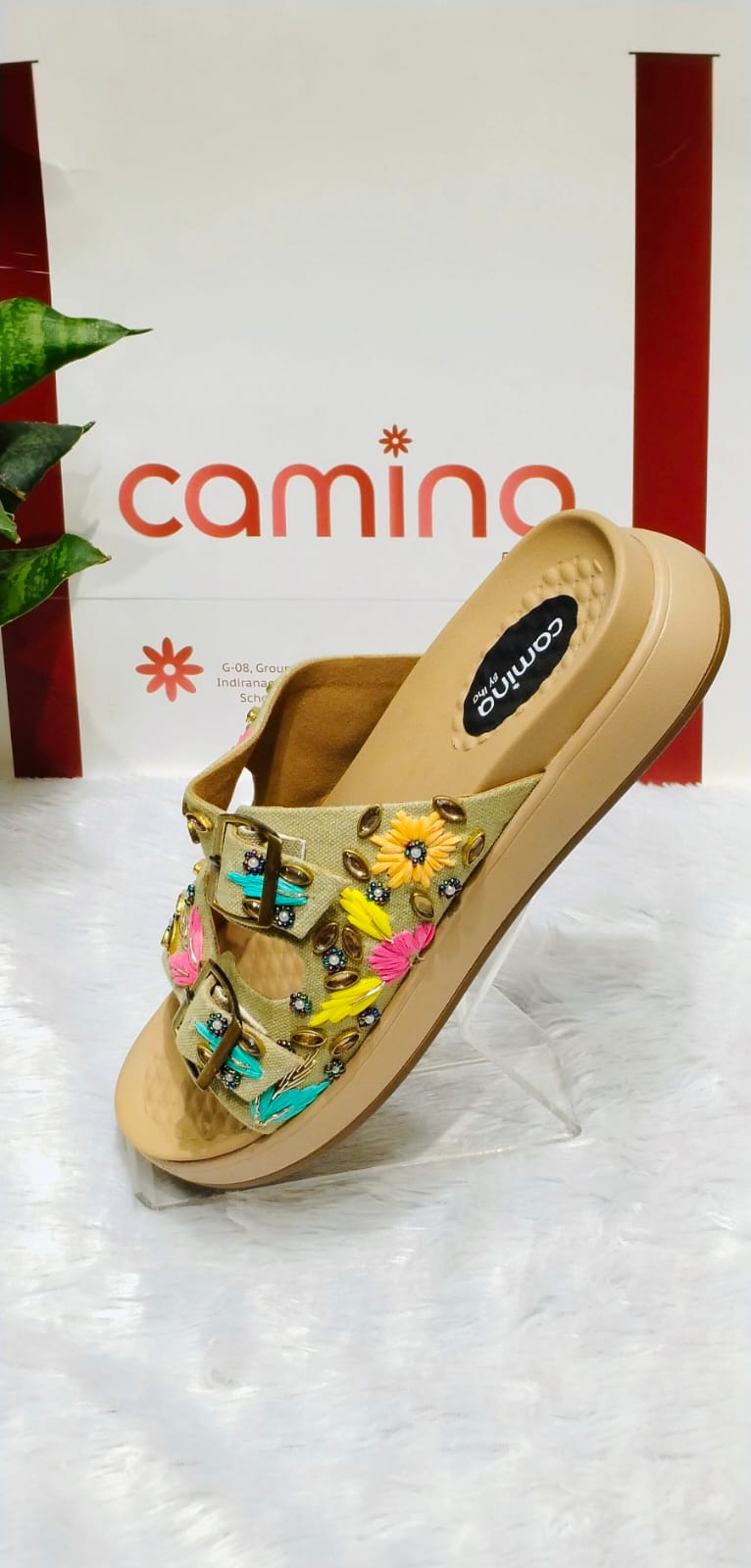 Floral Embroidered Buckle Sandals Comfort & Style A179
