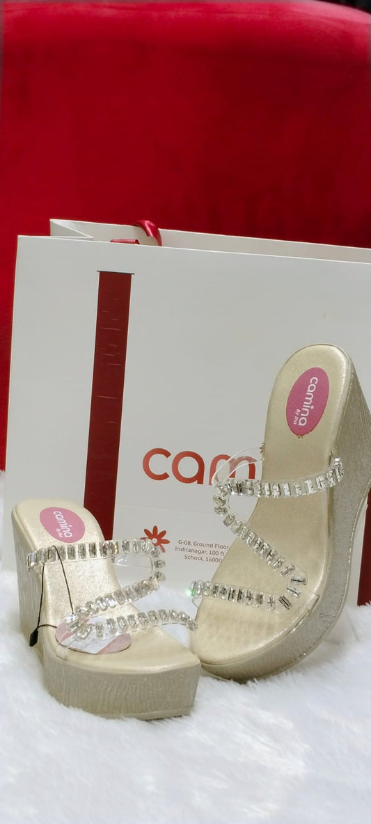Gold Embellished Norah wedges  A85