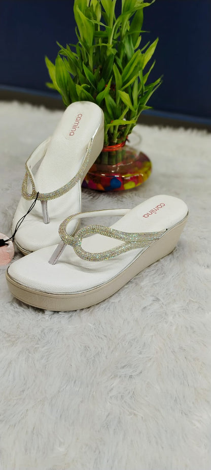 Crystal Embellished Wedge Sandals – Luxe Sparkling Comfort-A90