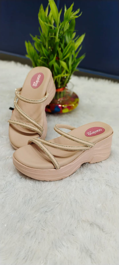 Women's Rhinestone Strappy Wedge Sandals-A86