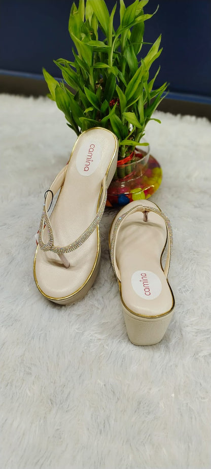Crystal Embellished Wedge Sandals – Luxe Sparkling Comfort-A90