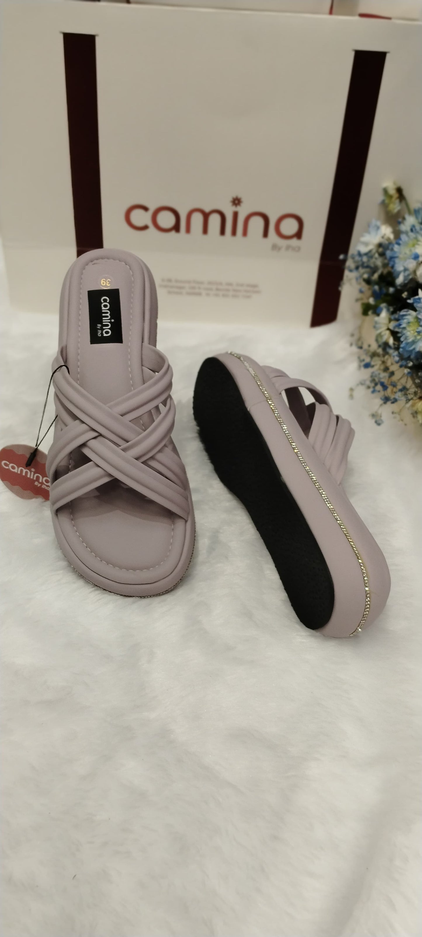 Women's Woven Cross-Strap Comfort Slides-A18