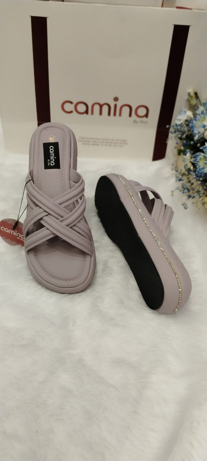 Women's Woven Cross-Strap Comfort Slides-A18