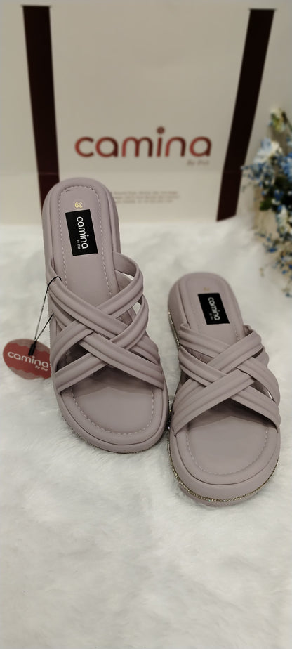 Women's Woven Cross-Strap Comfort Slides-A18