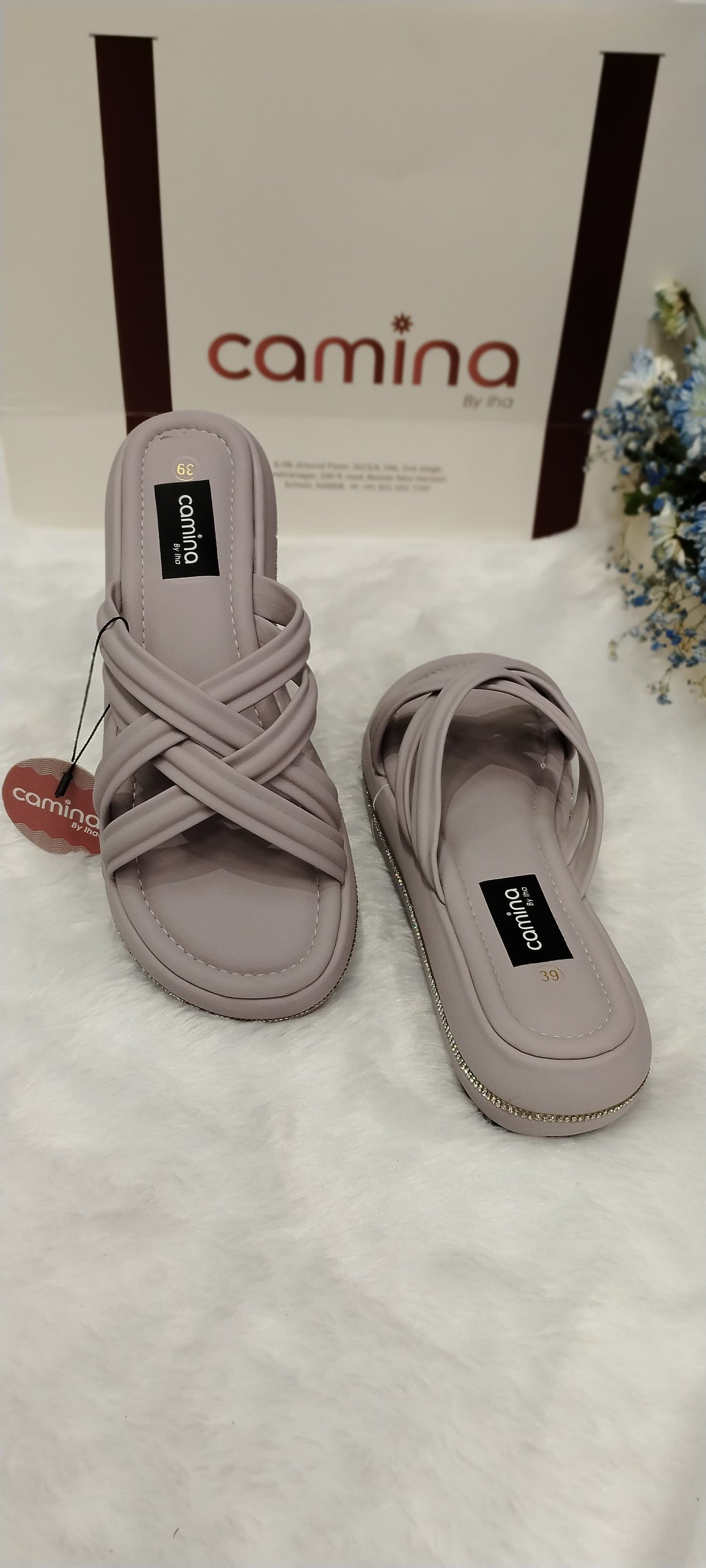 Women's Woven Cross-Strap Comfort Slides-A18