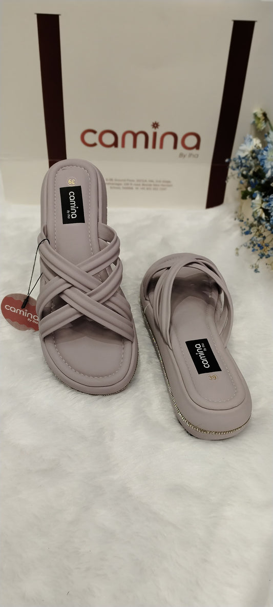 Women's Woven Cross-Strap Comfort Slides-A18