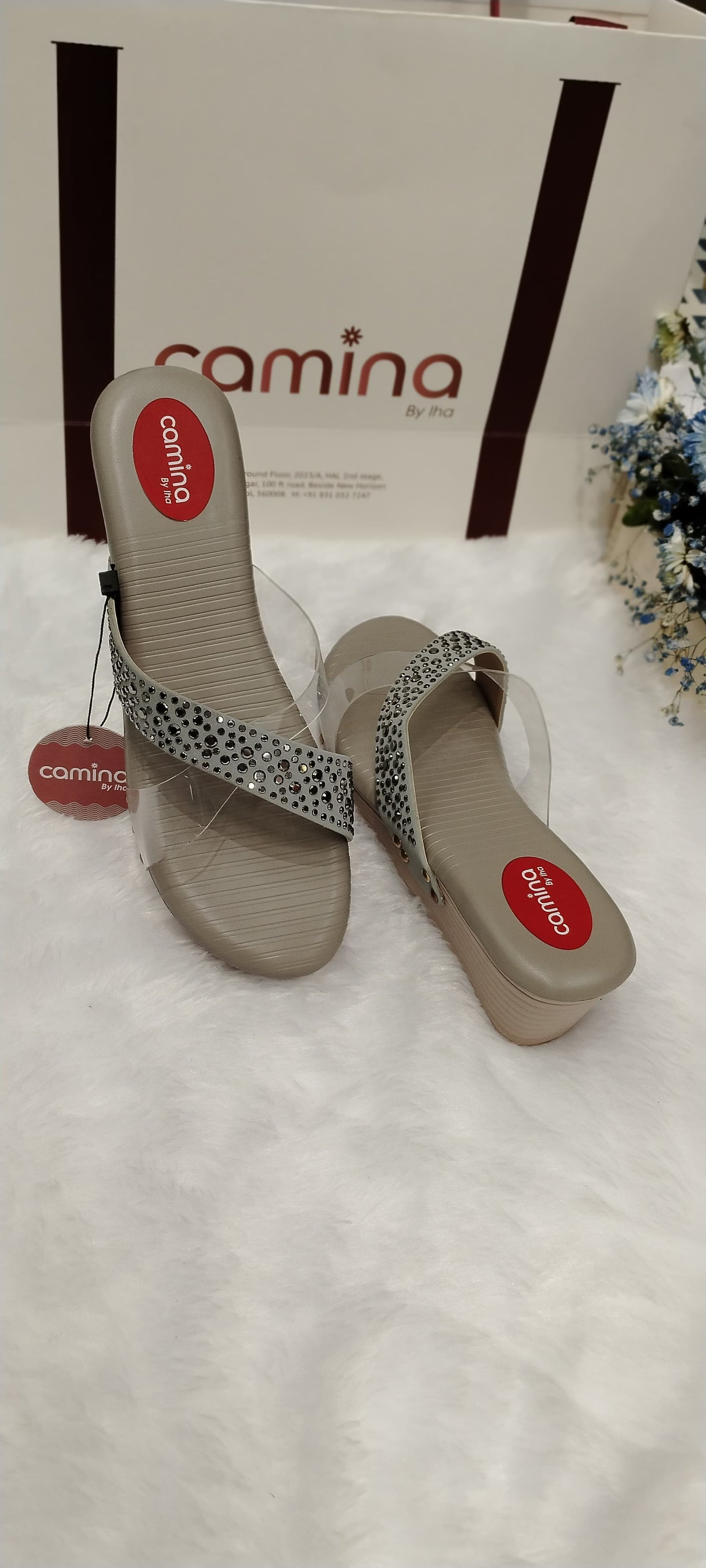 Studded Embellished Platform Slide Sandals-A07
