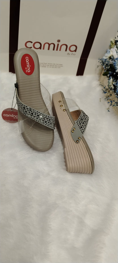 Studded Embellished Platform Slide Sandals-A07