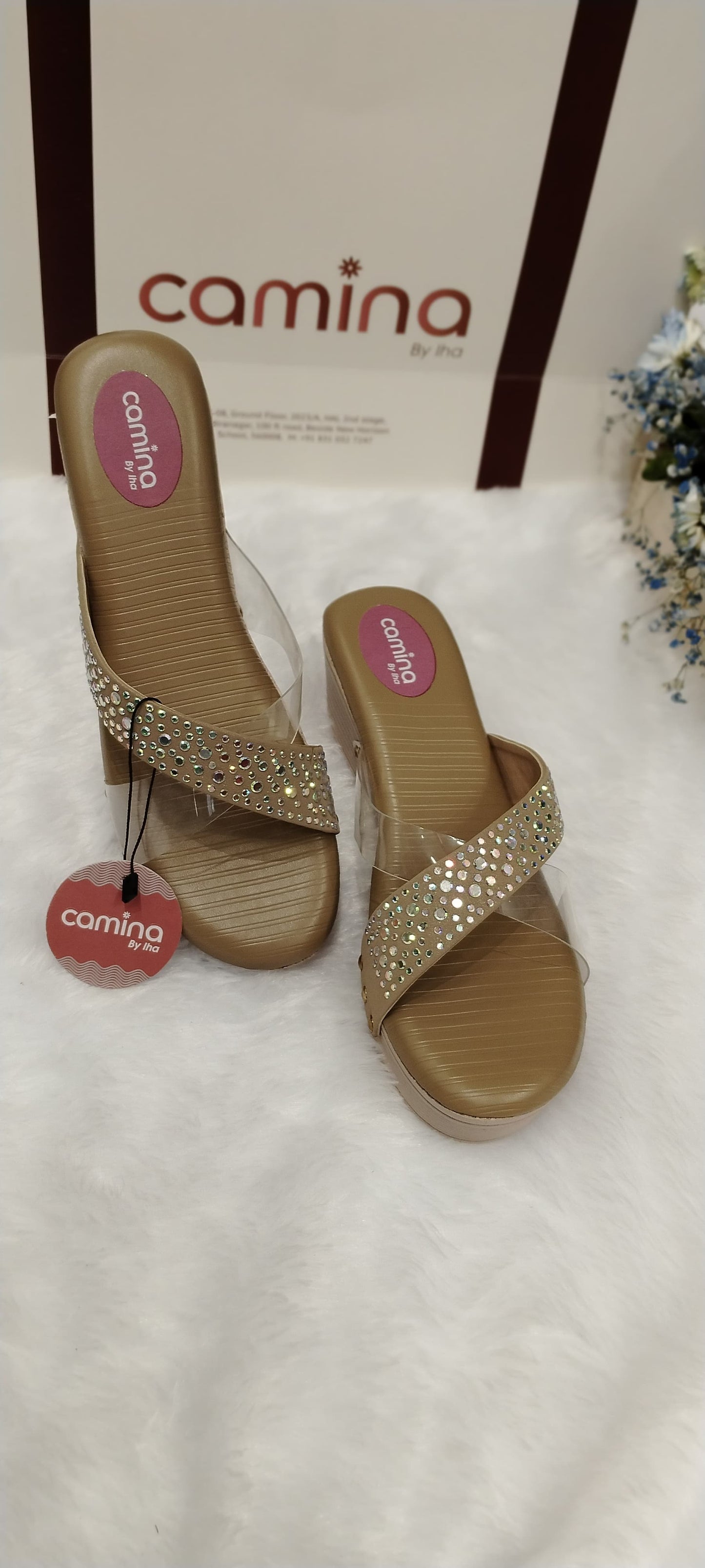 Studded Embellished Platform Slide Sandals-A07