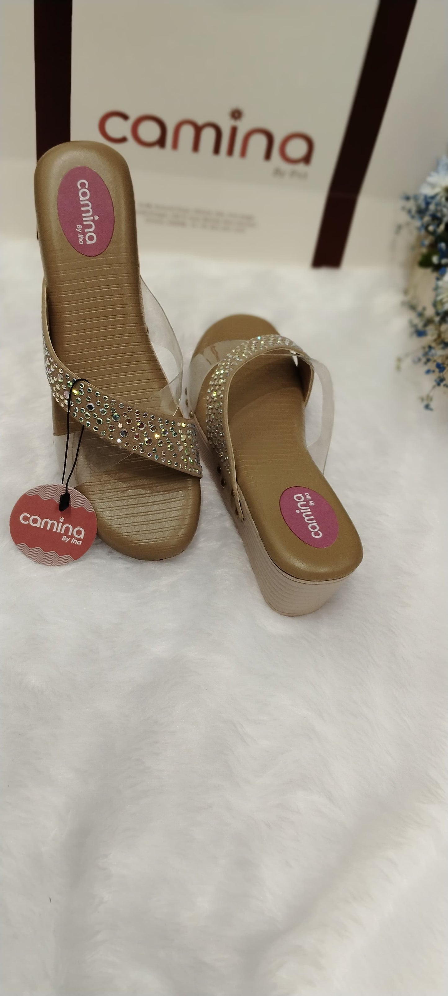 Studded Embellished Platform Slide Sandals-A07
