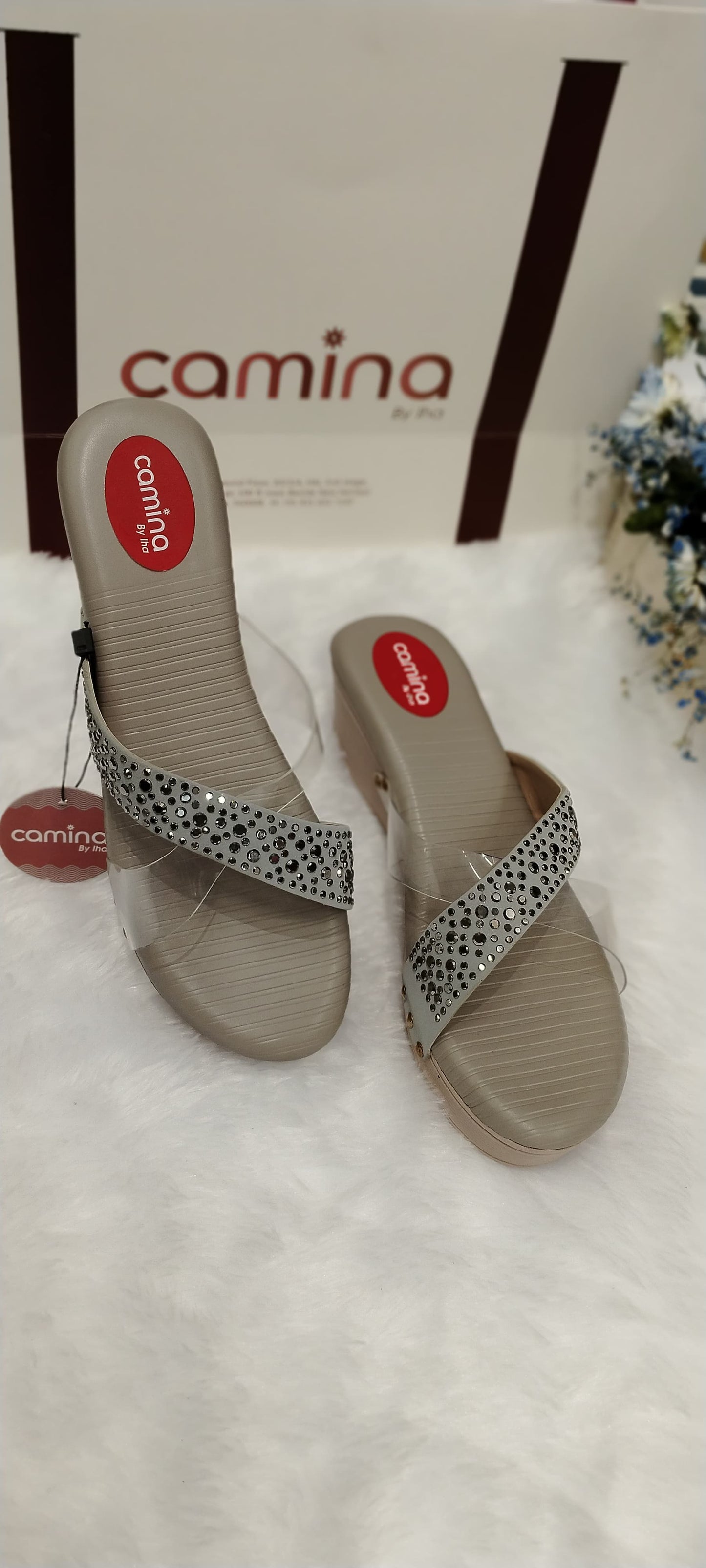 Studded Embellished Platform Slide Sandals-A07