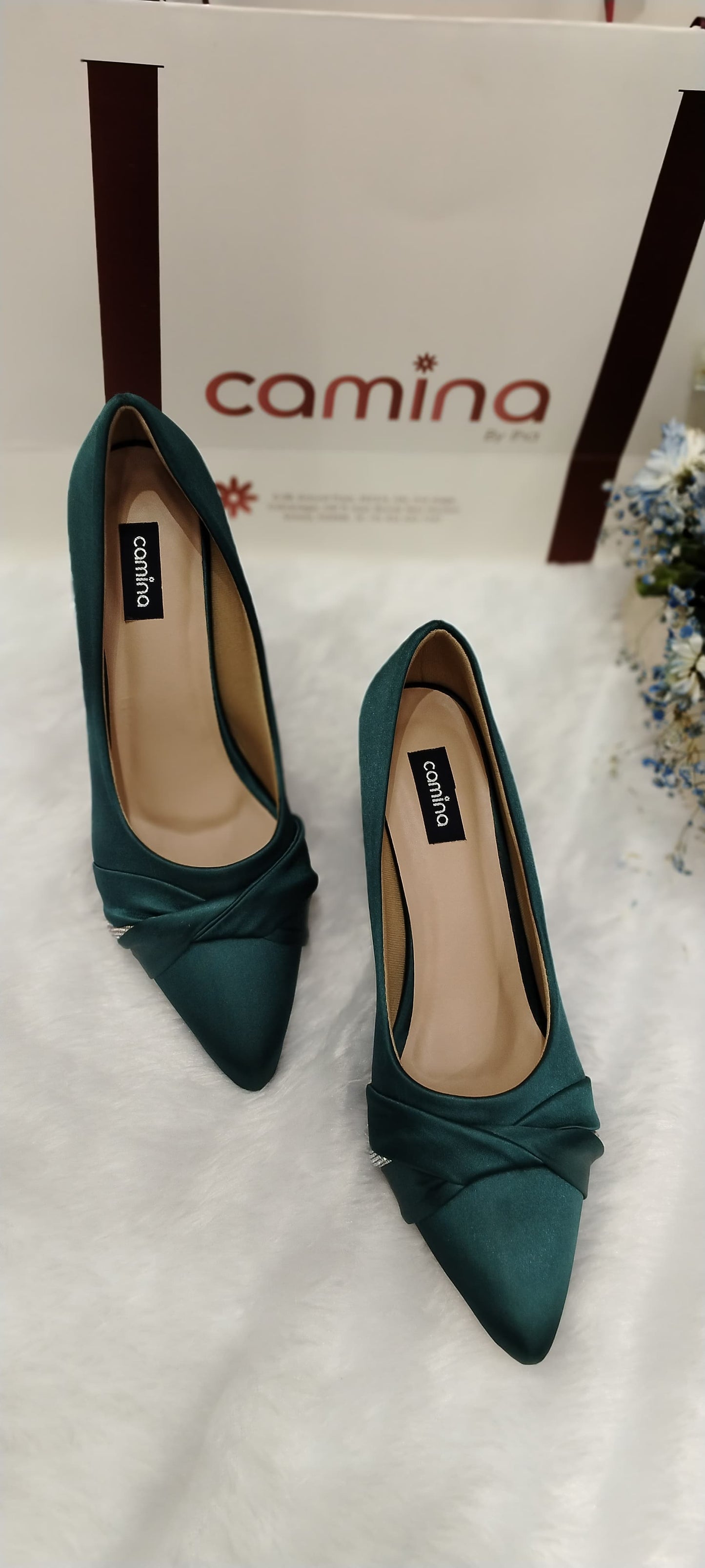 Pointed Toe Twisted Embellished Party Block Pumps-A13