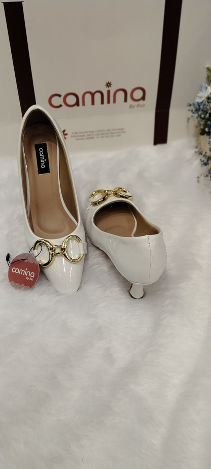 Pointed Toe Embellished Party Block Pumps-A01