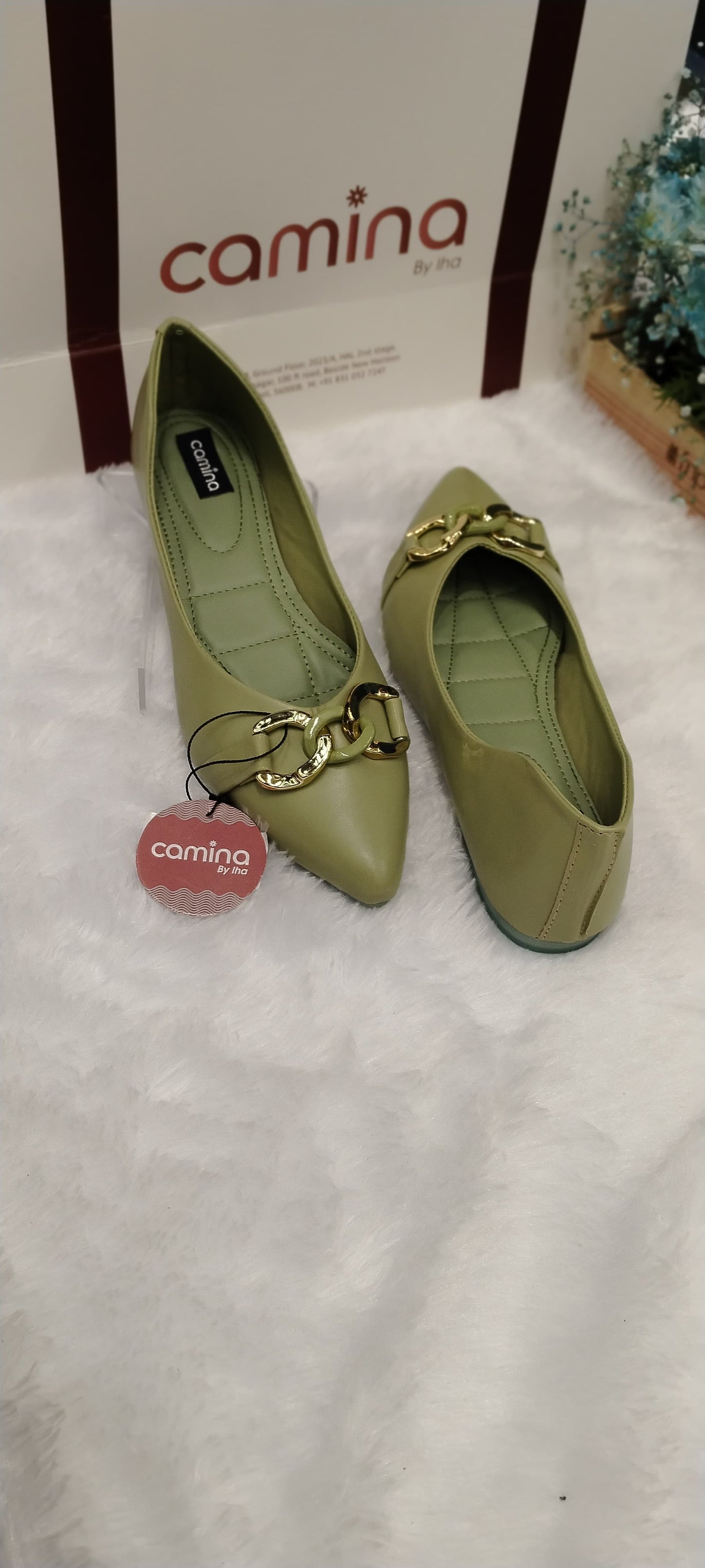 Flat Ballie with Golden Buckle-A34
