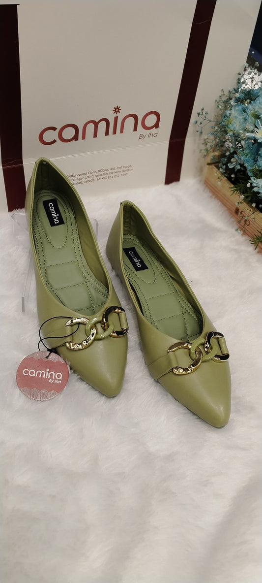 Flat Ballie with Golden Buckle-A34
