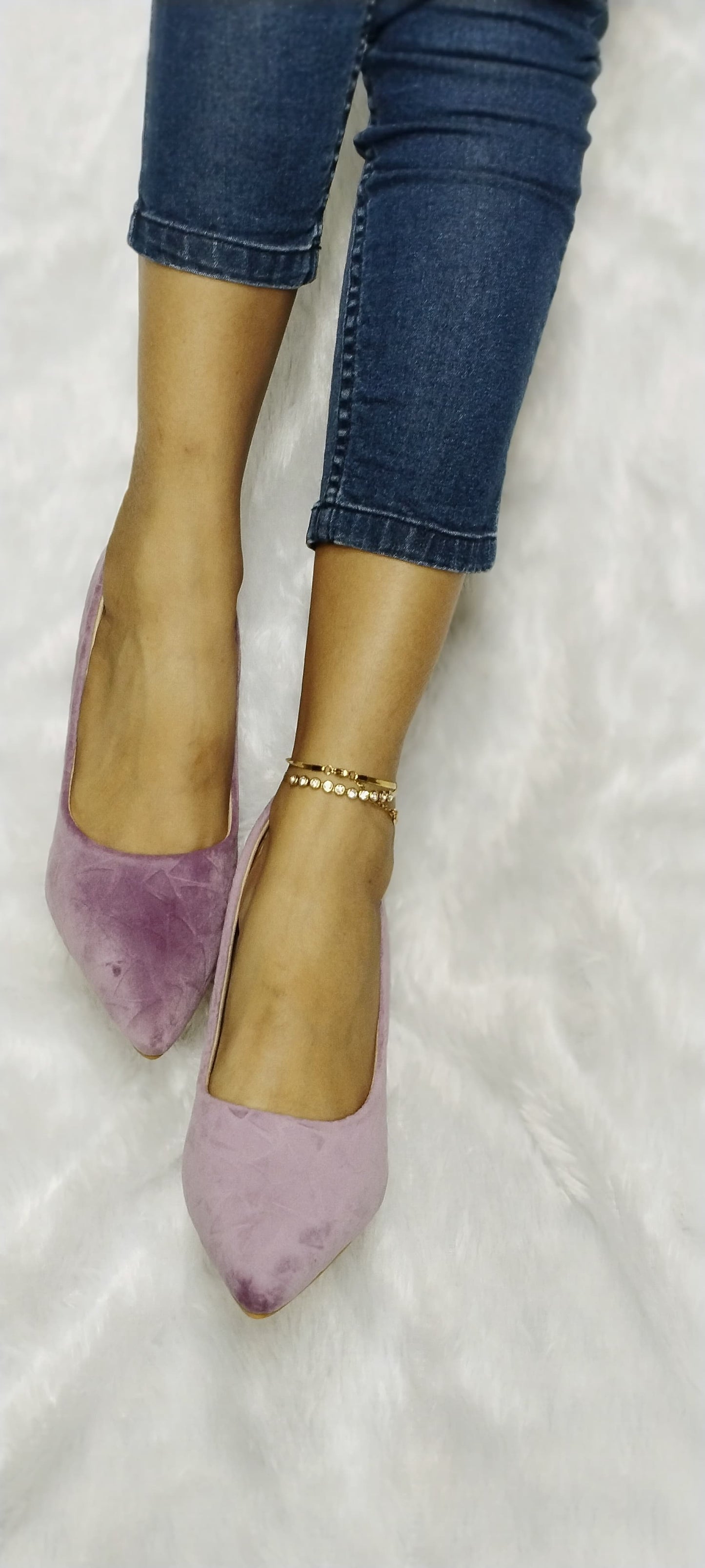 Solid Velvet Finish Pumps-A12