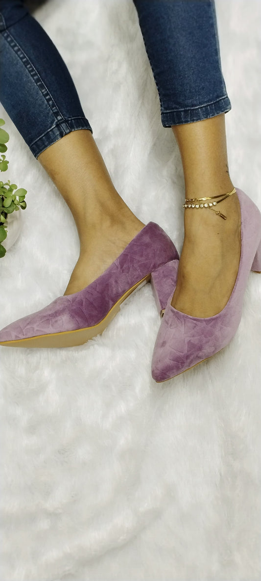 Solid Velvet Finish Pumps-A12