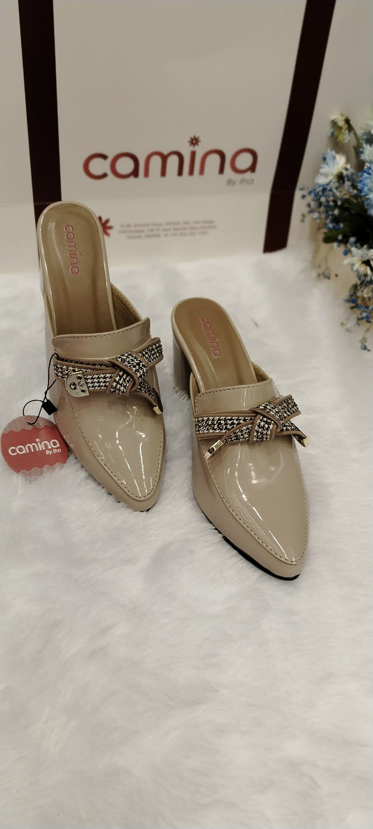 Women Block Heels Mules With Buckles-A17