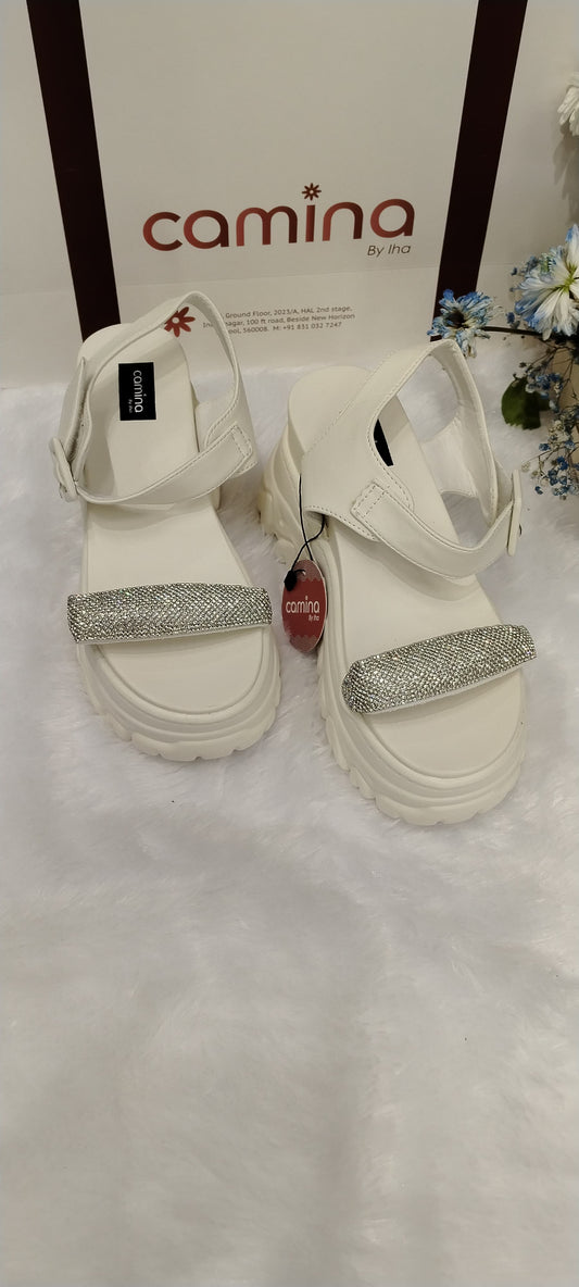 Women Thick Bottom Sandals Summer Chunky Bling Sneakers High Platform Slippers-A50