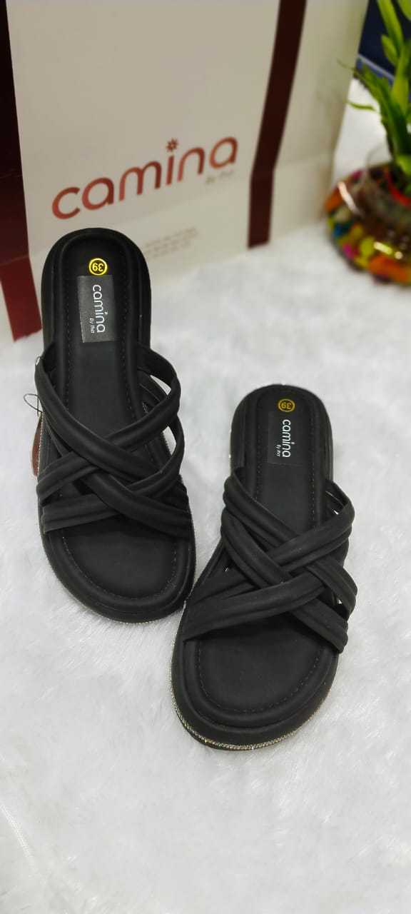Women's Woven Cross-Strap Comfort Slides-A18