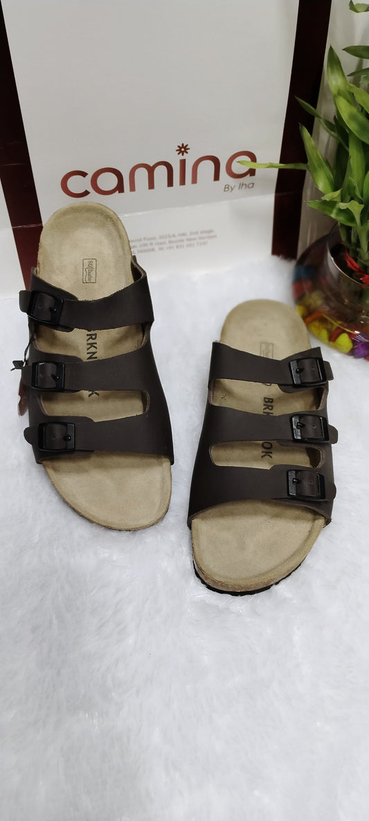 Classic Black Triple-Strap Comfort Sandals-a122