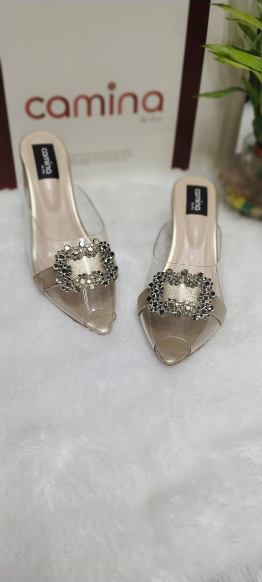 Luxe Crystal Slip-On Heels – Glamour & Comfort Combined-A163