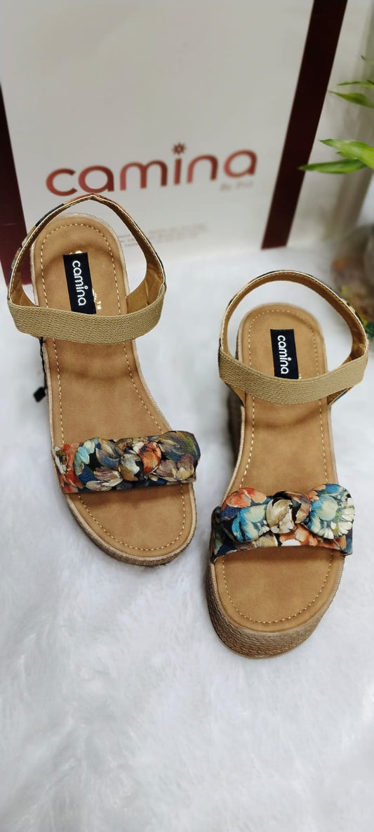 Elegant Floral Ankle Strap Wedge Sandals – Perfect Fusion of Style & Comfort-A141