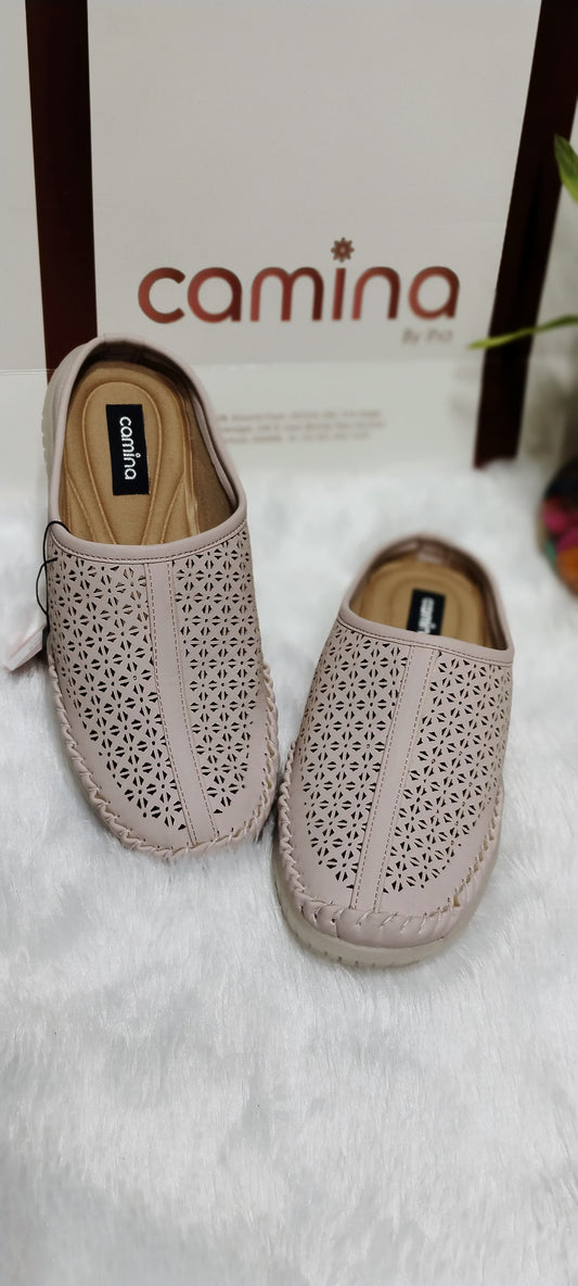 Stylish Cutwork Leather Mule Half Shoes for Women – Chic & Comfortable Slip-On Footwear-A172