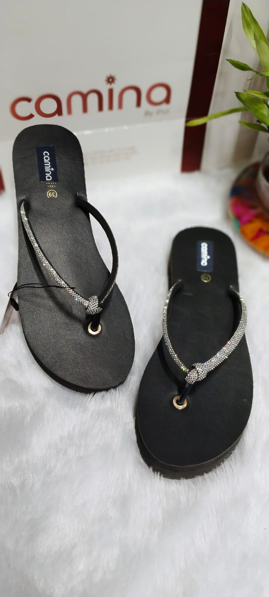 Glam Luxe Rubber Flip-Flops – Sparkle & Comfort in Every Step-A170