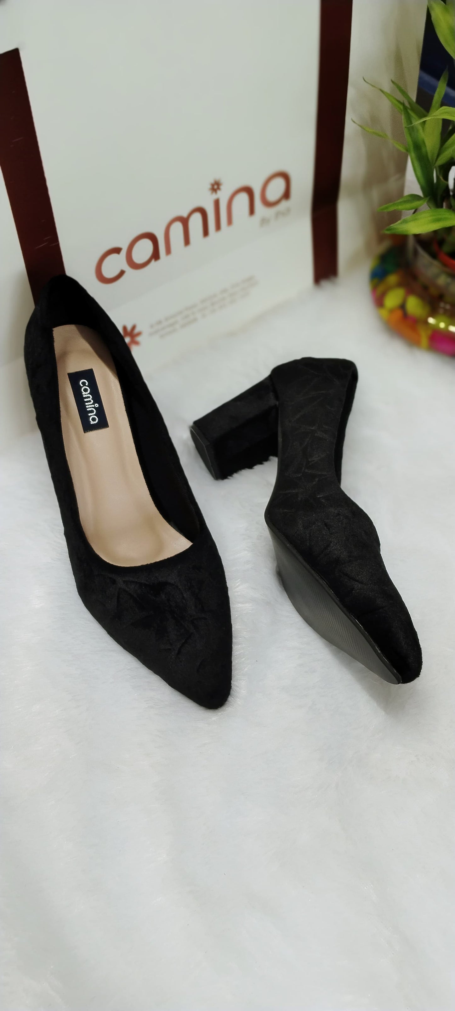 Solid Velvet Finish Pumps-A12