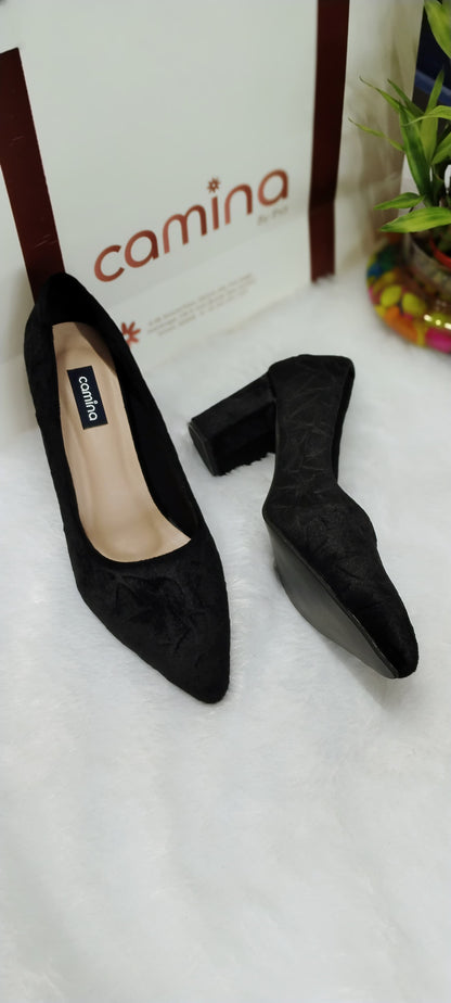 Solid Velvet Finish Pumps-A12