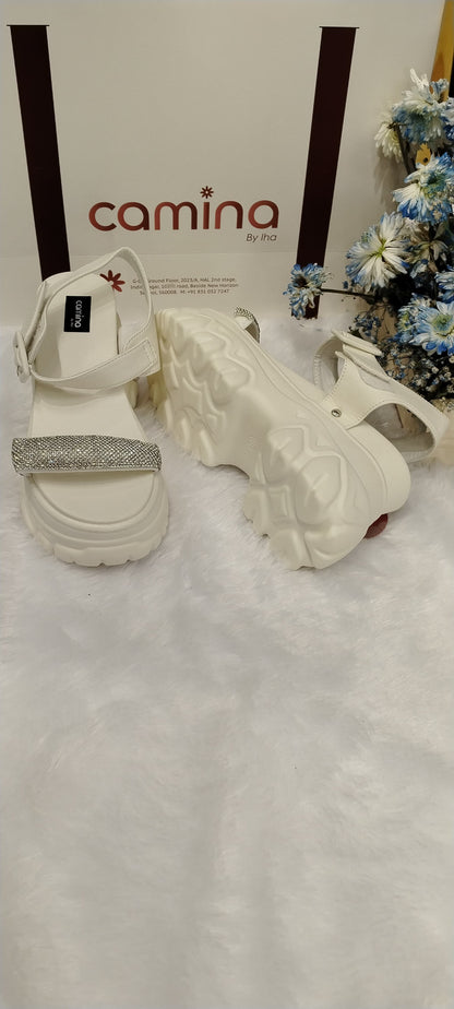 Women Thick Bottom Sandals Summer Chunky Bling Sneakers High Platform Slippers-A50