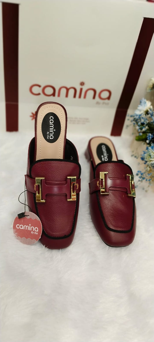 Luxe Mules with Gold Accent Buckle – Elegant & Comfortable-A43