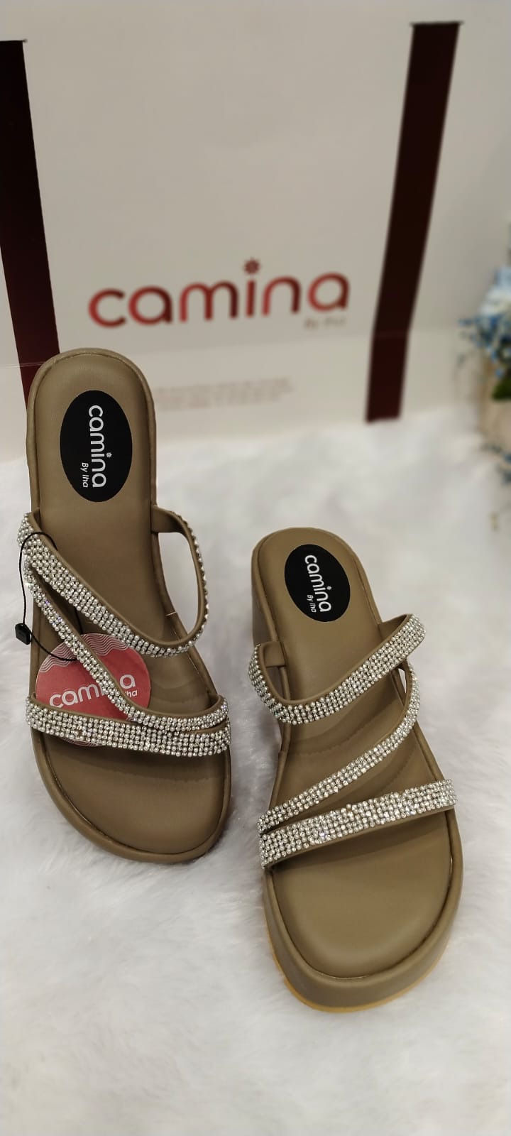 Pearls Cross Strap Embellished Wedge Sandals-A08