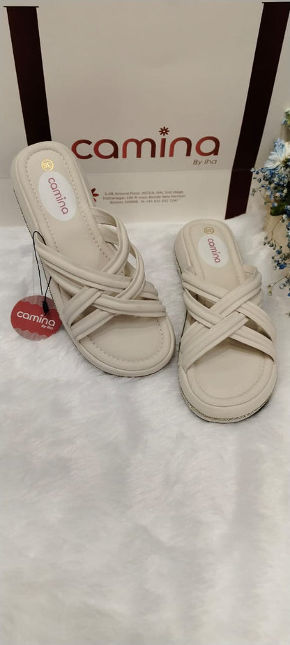 Women's Woven Cross-Strap Comfort Slides-A18