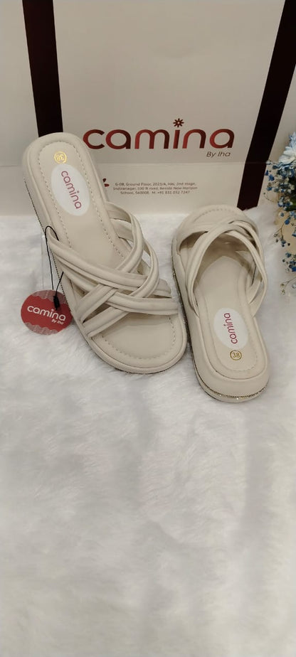 Women's Woven Cross-Strap Comfort Slides-A18