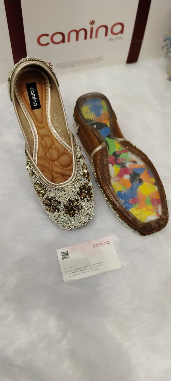 Comfort Women's  Sequins Soft Leather Embroidered Mojadi