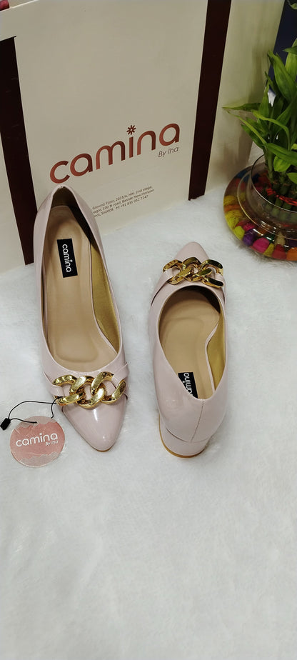 Embellished Pointed Toe Block Heeled Pumps-A03
